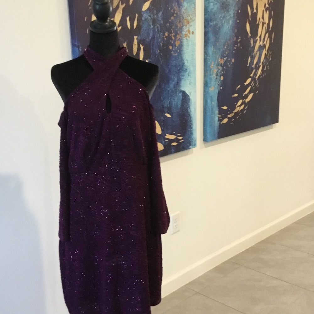 VENUS Sparkling Deep Purple Long Sleeve Dress